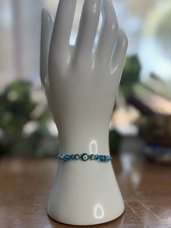Jewelry - Blue Evil Eye Bracelet Adjustable Protection Bracelet Minimalist Crystal